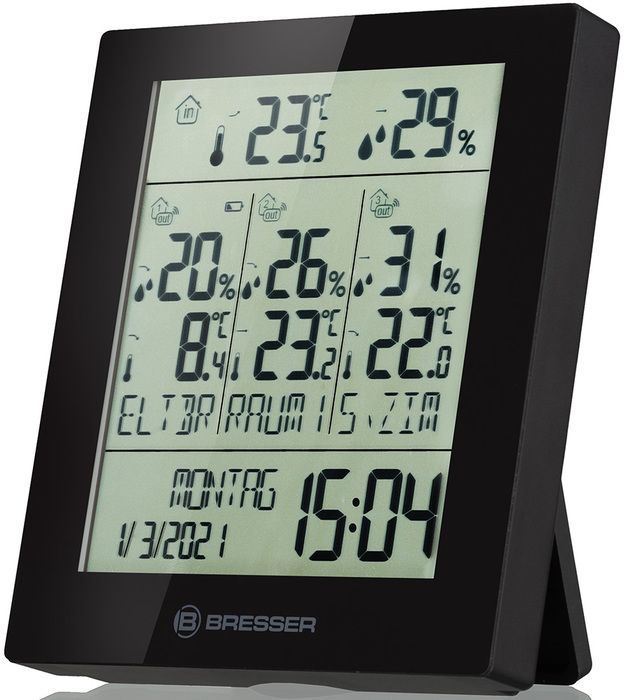 Цифровая метеостанция Bresser Temeo Hygro Quadro Prestige с тремя датчиками, черная (78584) фото#3