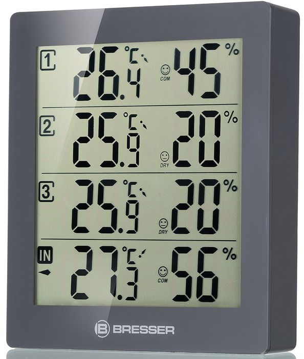 Цифровая метеостанция с радиодатчиком Bresser Temeo Hygro Quadro, серая (75692) фото#6