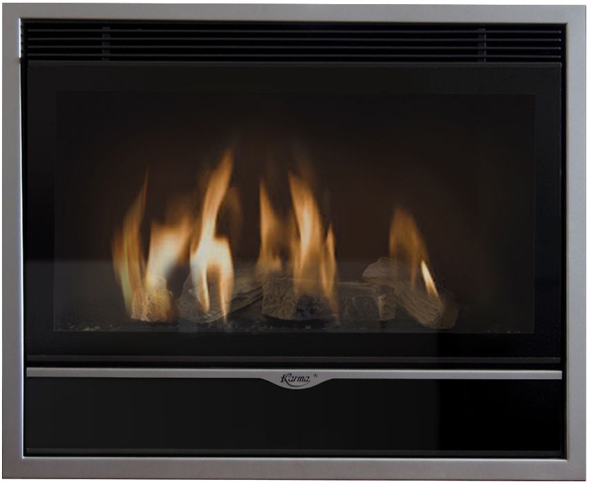Встраиваемый газовый камин Karma ELEGANCE 77 EXCLUSIVE Medium line 30 silver metallic PB
