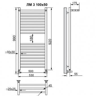 Водяной полотенцесушитель Ника ЛМ-3 100/50 Soft Touch черный матовый с вентилями фото#3