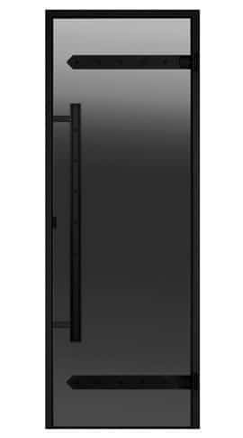 Двери стеклянные HARVIA LEGEND 8/19 черная коробка алюминий, стекло серое DA81902L