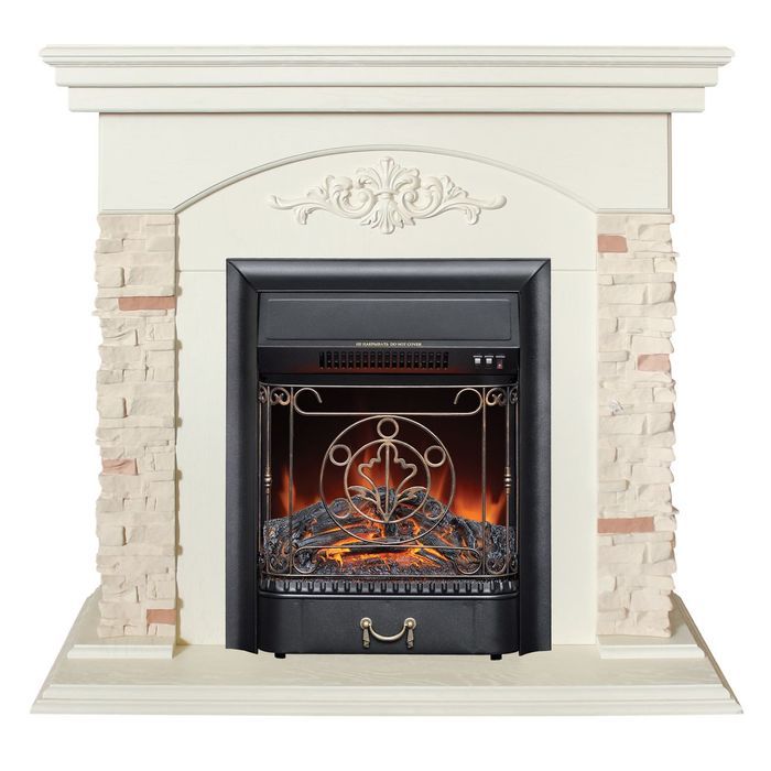 Электрокамин Real-Flame Neapolis STD/EUG WT-F612 с очагом FOBOS LUX BL