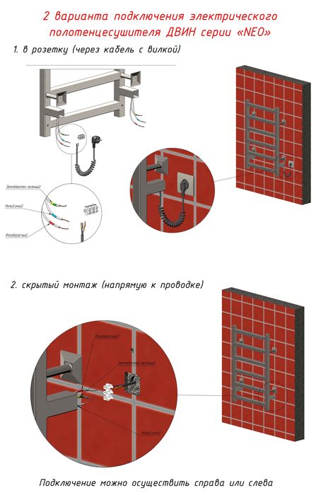 Электрический полотенцесушитель лесенка Двин R neo 80/50 el, состаренная бронза матовая фото#3