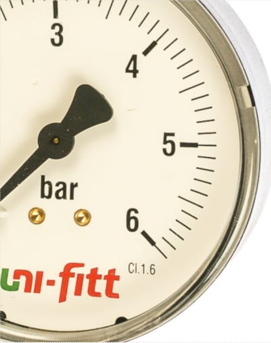 Манометр Uni-fitt радиальный 6 бар, диаметр 80 мм, 1/2Н фото#3