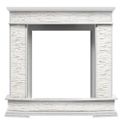 Классический портал для камина Firelight Scala Classic камень сланец скалистый белый, шпон белый дуб