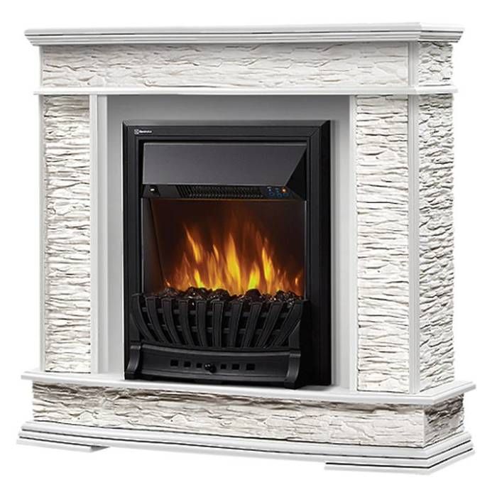 Классический портал для камина Firelight Scala Classic камень сланец скалистый белый, шпон белый дуб фото#3