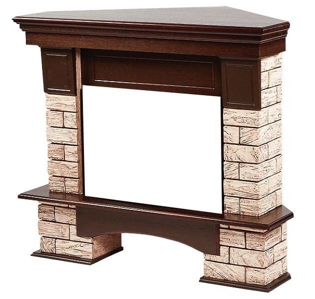 Угловой широкий портал Firelight Forte Wood 30U (угловой) камень коричневый, шпон темный дуб фото#2
