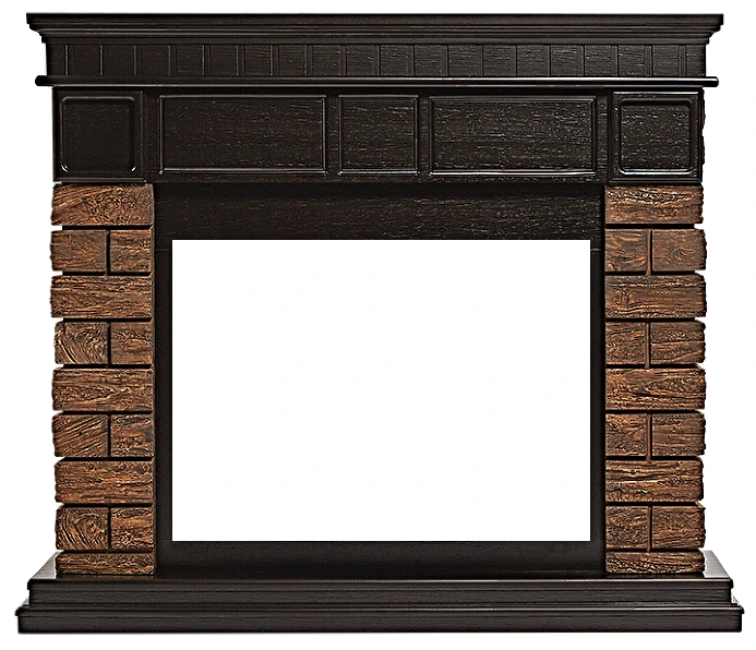 Широкий портал Firelight Bricks Wood 25 камень темный, шпон венге