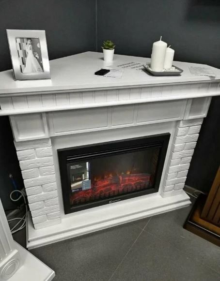 Широкий портал Firelight Bricks 30 камень белый, белая эмаль фото#4