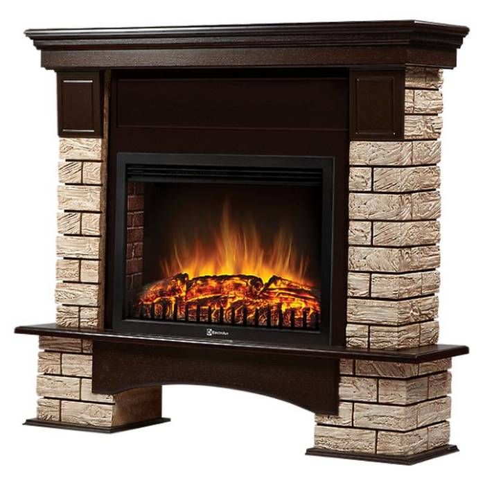 Широкий портал Firelight Forte Wood 25 камень коричневый, шпон темный дуб фото#4