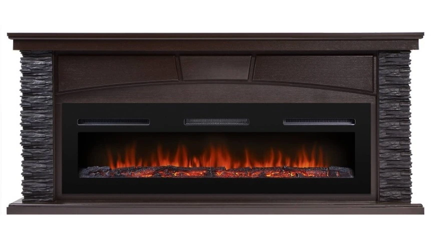 Линейный электрокамин Electrolux EFP/P-1600ULS с порталом Firelight Porto Long камень черный, шпон венге