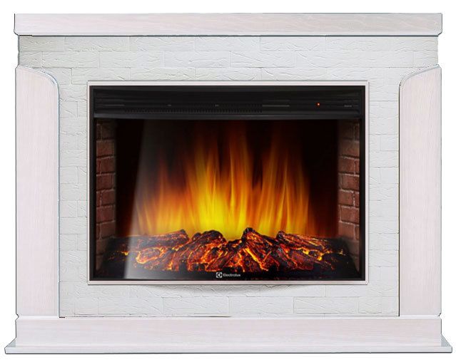 Электрокамин Electrolux EFP/P-3320RLS с порталом Firelight Prestigio 30 камень белый, шпон белый дуб