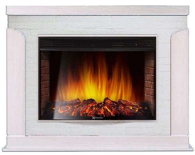 Электрокамин Electrolux EFP/P-3320RLS с порталом Firelight Prestigio 30 камень белый, шпон белый дуб