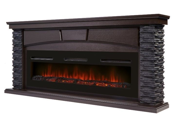 Линейный электрокамин Electrolux EFP/P-1600ULS с порталом Firelight Porto Long камень черный, шпон венге фото#8
