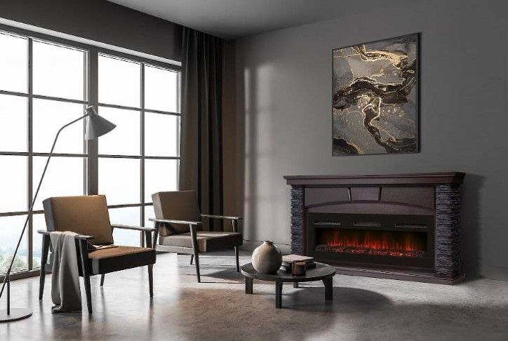 Линейный электрокамин Electrolux EFP/P-1600ULS с порталом Firelight Porto Long камень черный, шпон венге фото#11