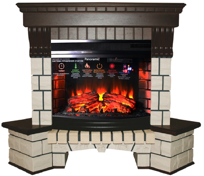 Электрокамин InterFlame Экстер угловой (тёмный дуб) с очагом Panoramic 25 LED FX