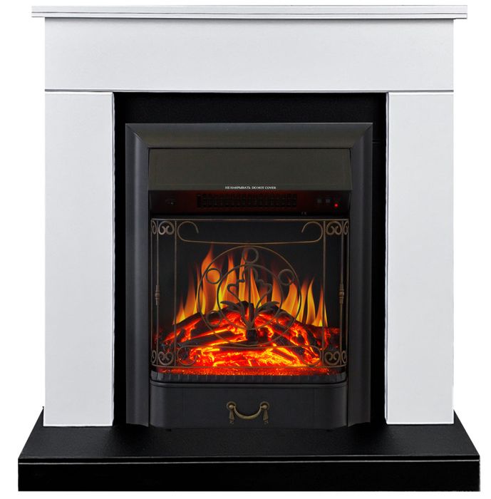 Электрокамин Royal Flame BERGEN белый с черным с очагом Majestic FX Black/Brass