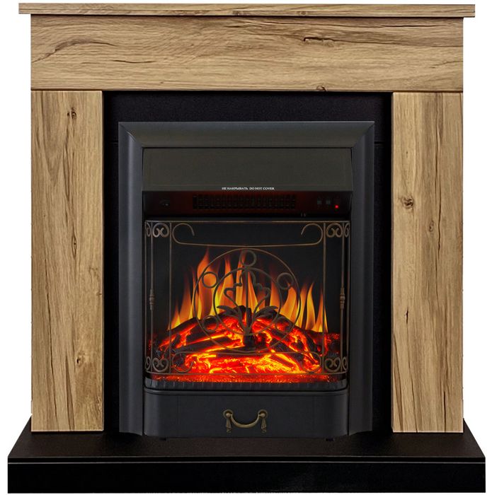 Электрокамин Royal Flame BERGEN дуб галифакс с очагом Majestic FX Black/Brass