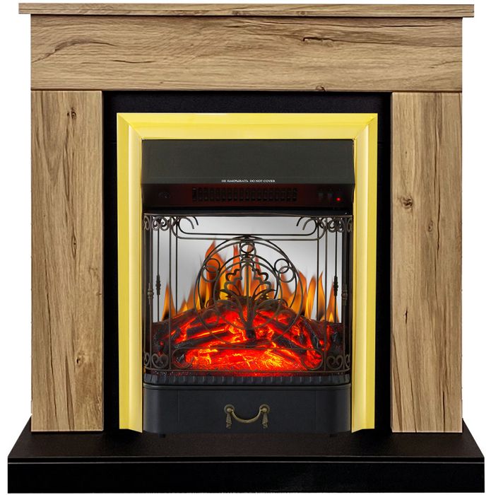 Электрокамин Royal Flame BERGEN дуб галифакс с очагом Majestic FX Black/Brass фото#2