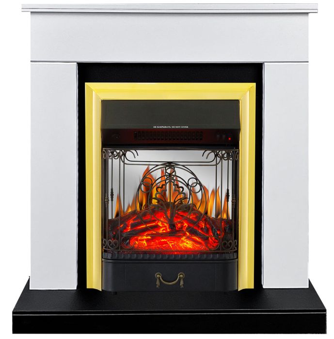 Электрокамин Royal Flame BERGEN белый с черным с очагом Majestic FX M Black/Brass фото#2