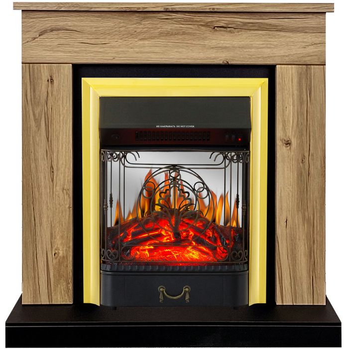 Электрокамин Royal Flame BERGEN дуб галифакс с очагом Majestic FX M Black/Brass фото#2