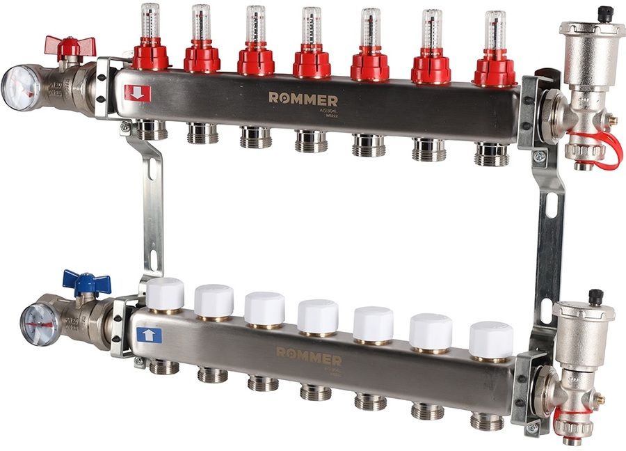 Для отопления Rommer 1"/3/4"x7 с расходомерами (RMS-1210-000007) фото#2