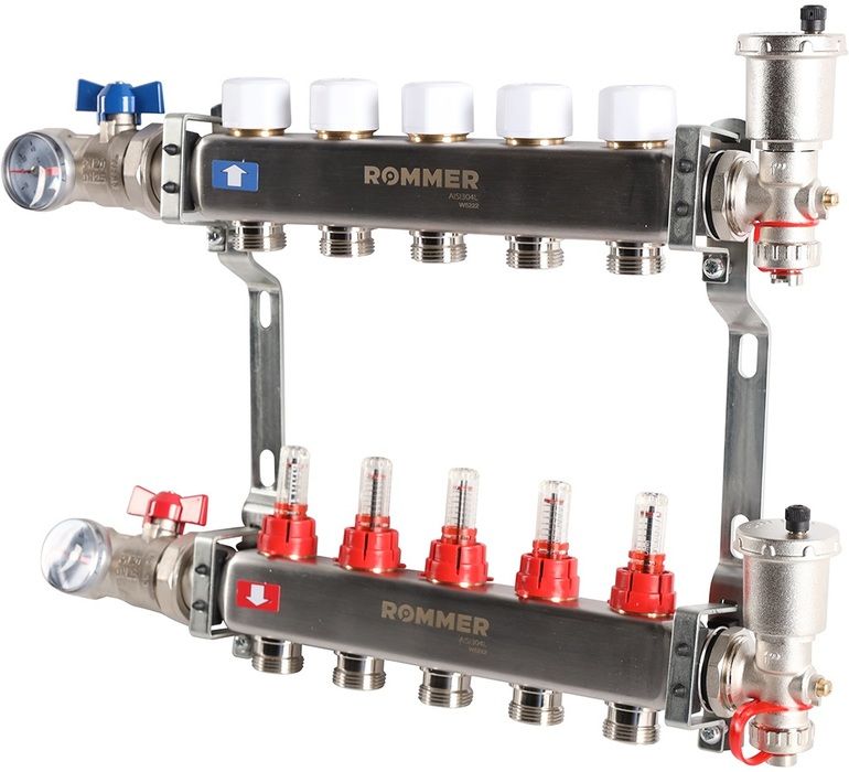 Для отопления Rommer 1"/3/4"x5 с расходомерами (RMS-1210-000005) фото#2