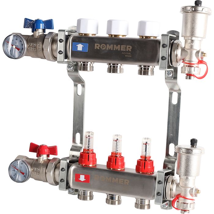 Для отопления Rommer 1"/3/4"x3 с расходомерами (RMS-1210-000003) фото#2