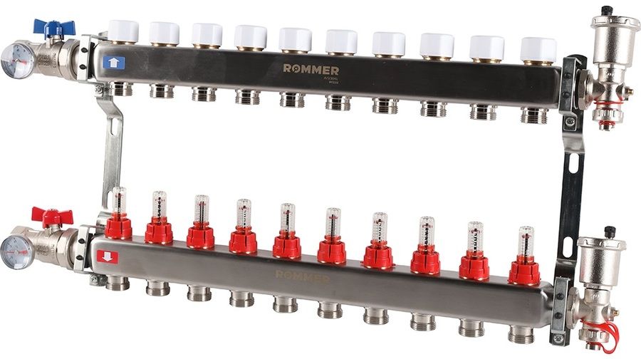 Для отопления Rommer 1"/3/4"x10 с расходомерами (RMS-1210-000010) фото#2