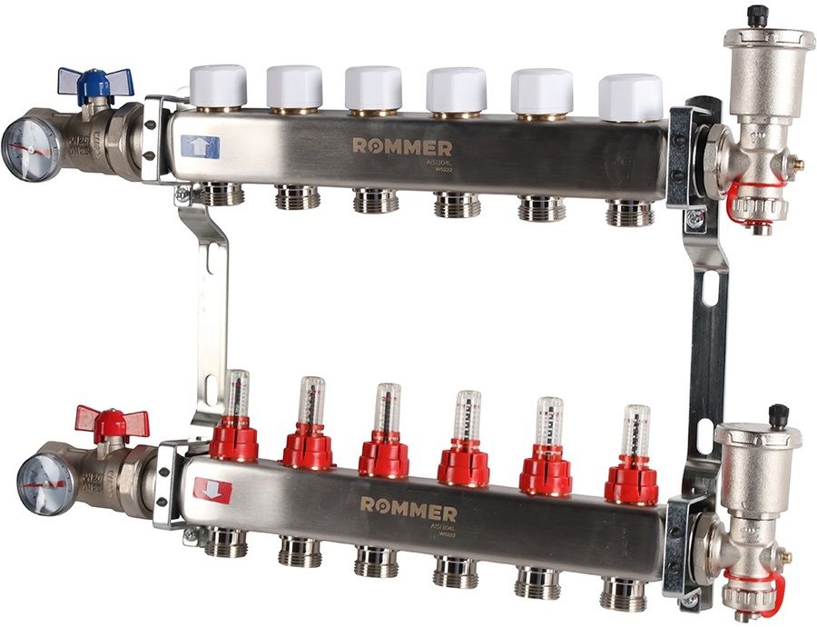 Для отопления Rommer 1"/3/4"x6 с расходомерами (RMS-1210-000006) фото#2