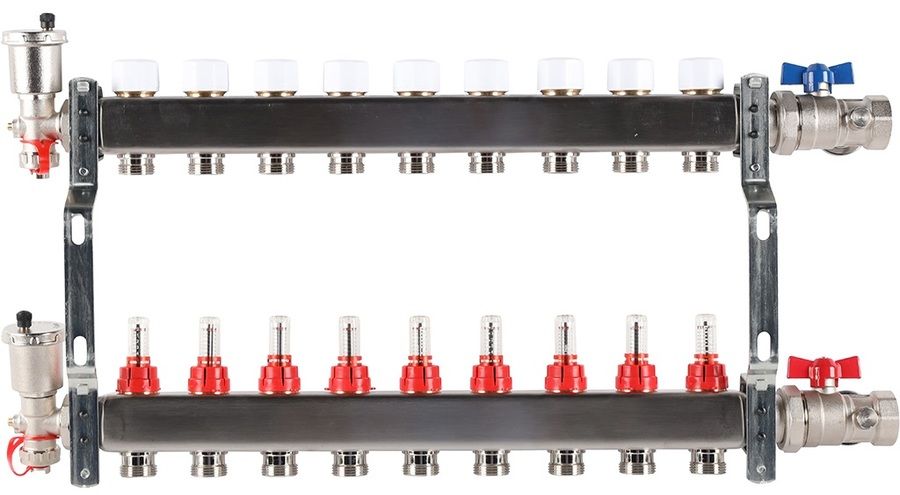 Для отопления Rommer 1"/3/4"x9 с расходомерами (RMS-1210-000009) фото#3
