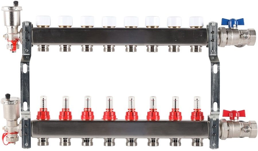 Для отопления Rommer 1"/3/4"x8 с расходомерами (RMS-1210-000008) фото#3