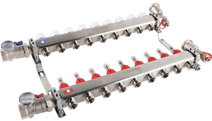 Для отопления Rommer 1"/3/4"x9 с расходомерами (RMS-1210-000009) фото#4