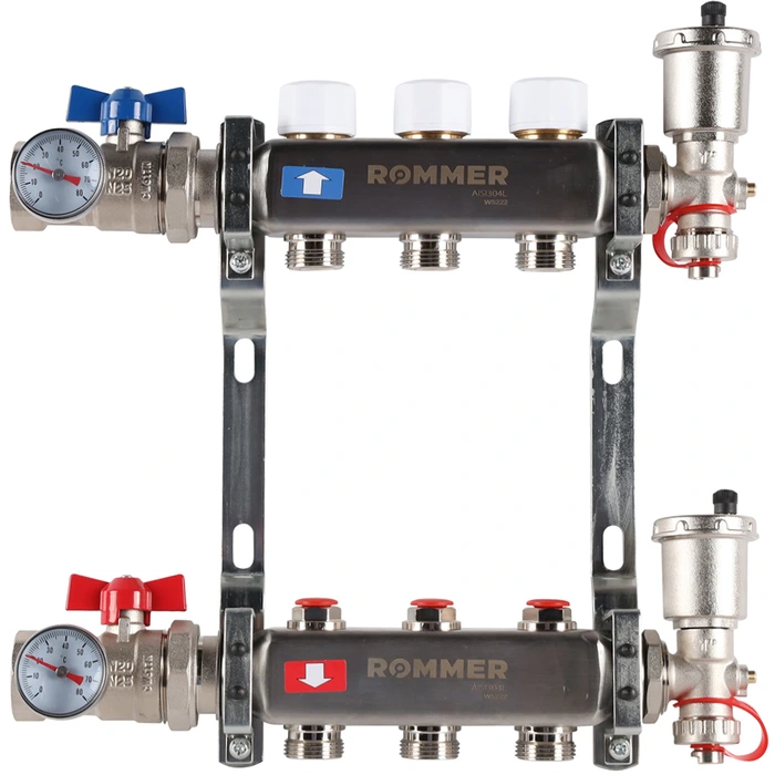 Для отопления Rommer 1"/3/4"x3 с запорными клапанами (RMS-3210-000003)