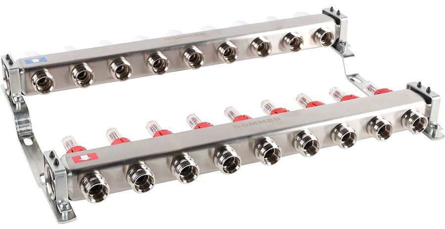 Для отопления Rommer 1"/3/4"x9 с расходомерами (RMS-1200-000009) фото#4
