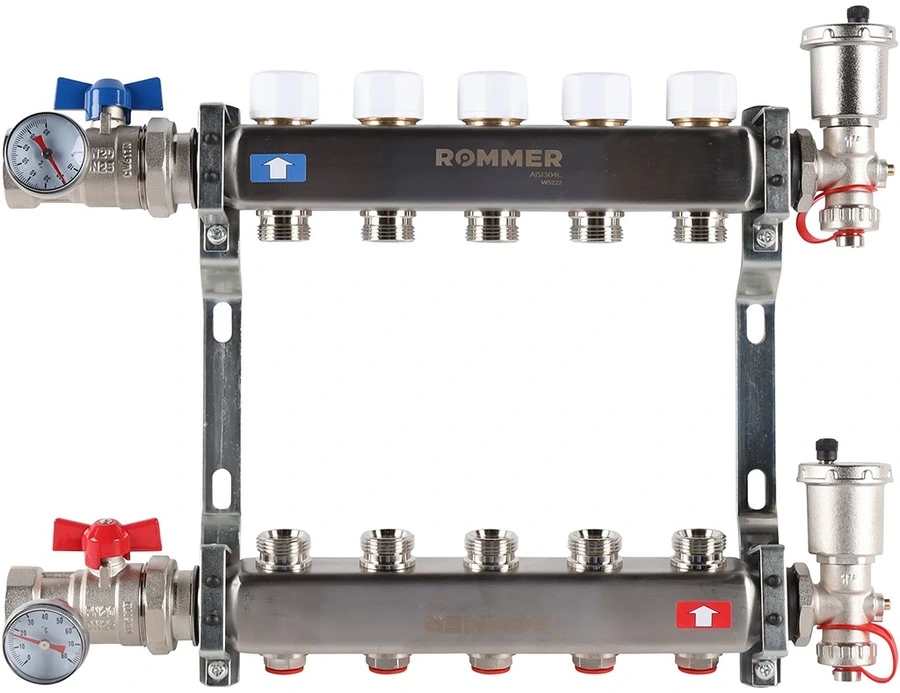 Для отопления Rommer 1"/3/4"x5 с запорными клапанами (RMS-3210-000005)