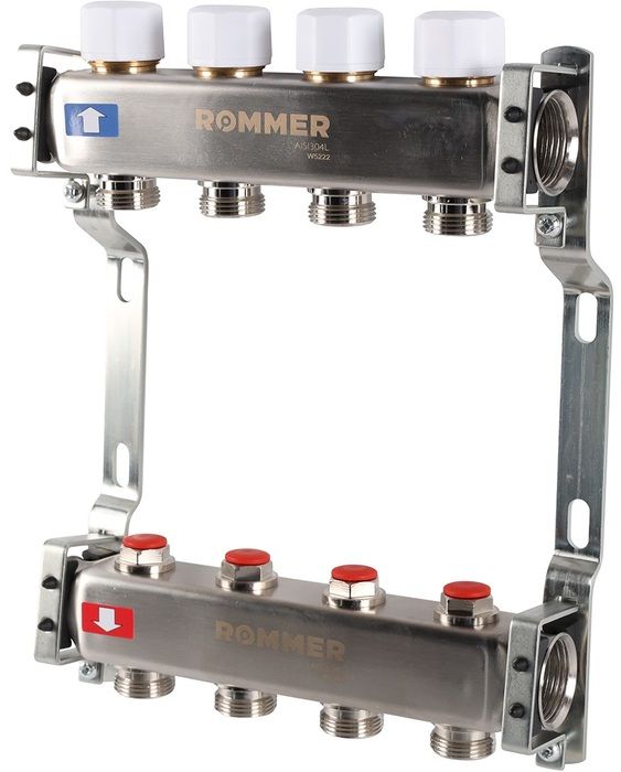 Для отопления Rommer 1"/3/4"x4 с запорными клапанами (RMS-3200-000004) фото#2