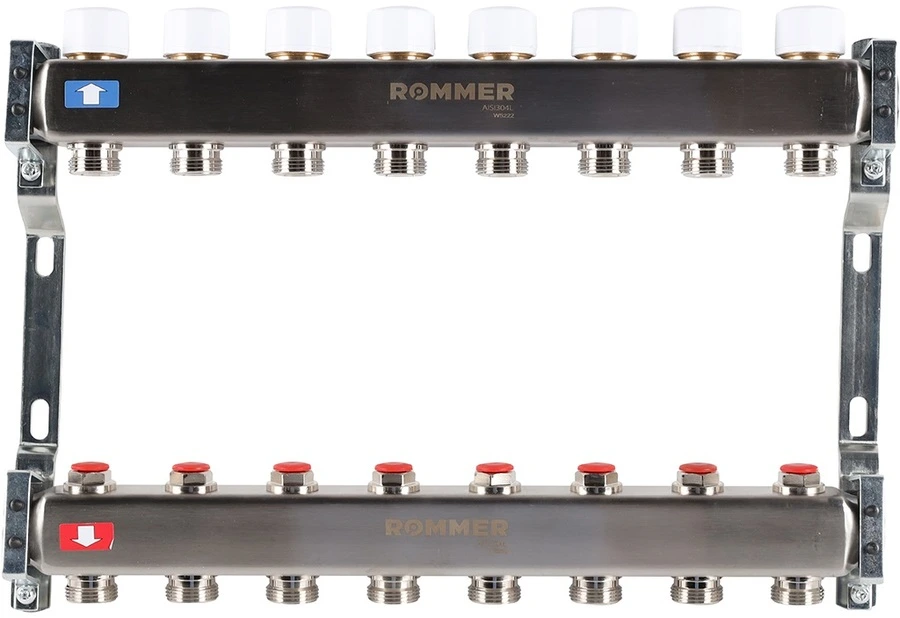 Для отопления Rommer 1"/3/4"x8 с запорными клапанами (RMS-3200-000008)