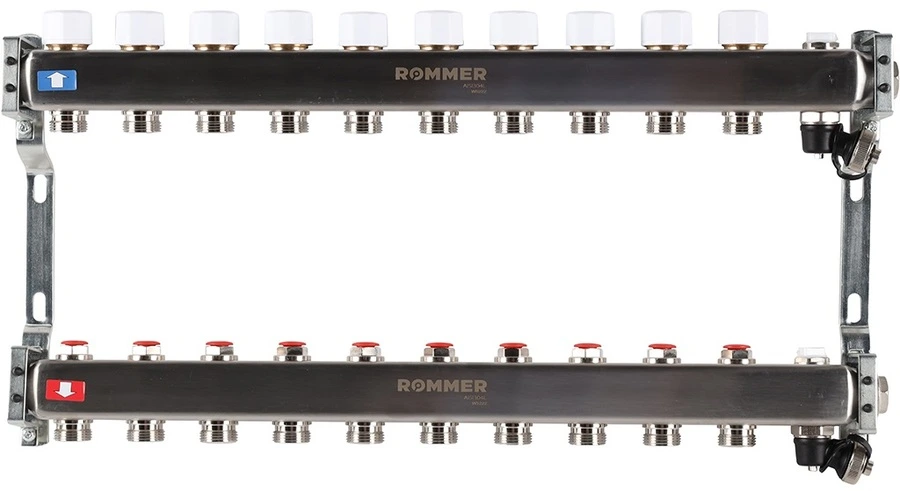 Для отопления Rommer 1"/3/4"x10 с запорными клапанами (RMS-3201-000010)