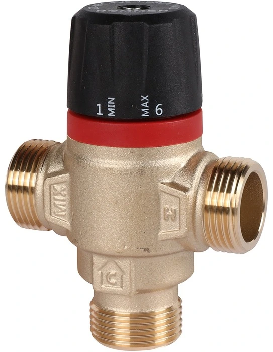 Смесительный клапан Rommer 3/4" НР 35-60°С KV 1,6 (RVM-0122-166020) боковое смешивание