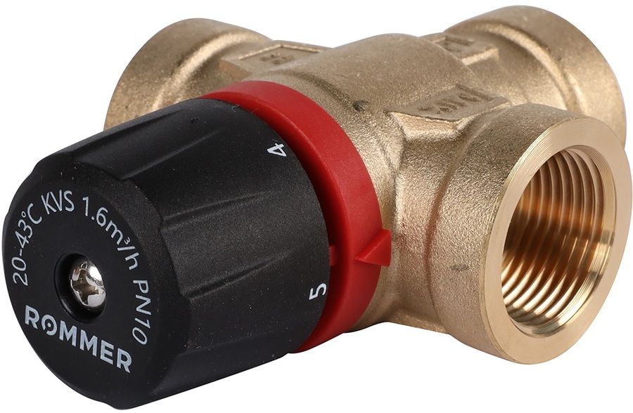 Смесительный клапан Rommer 3/4" ВР 20-43°С KV 1,6 (RVM-0111-164320) боковое смешивание фото#4