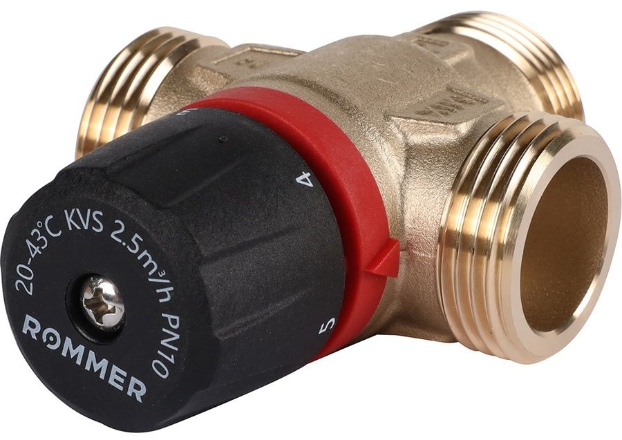 Смесительный клапан Rommer 1" НР 20-43°С KV 2,5 (RVM-0231-254325) боковое смешивание фото#5
