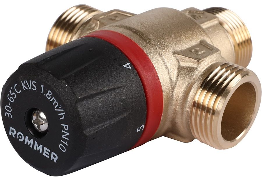 Смесительный клапан Rommer 3/4" НР 30-65°С KV 1,8 (RVM-1121-186520) центральное смешивание фото#5