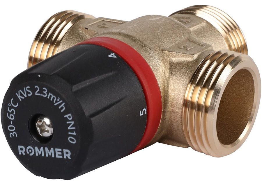 Смесительный клапан Rommer 1" НР 30-65°С KV 2,3 (RVM-1131-236525) центральное смешивание фото#5