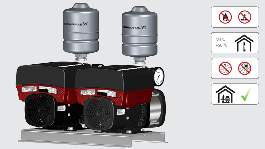 Насосная станция Grundfos CMBE TWIN 3-62 1x230 50/60 Hz Schuko фото#3