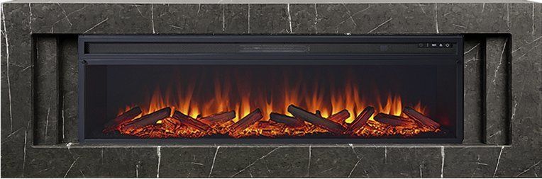 Линейный электрокамин Royal Flame Line 60 SFT Stone Touch cерый мрамор с очагом Vision 60 LOG LED