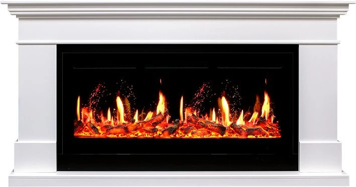 Линейный электрокамин Royal Flame California белый c очагом 5D V-ART 40