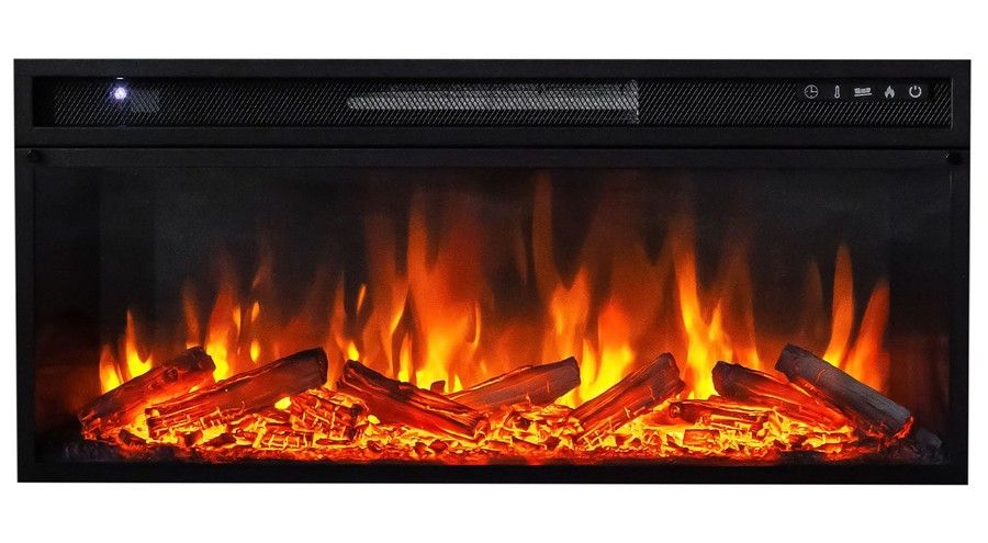 Линейный электрокамин Royal Flame Line Black c очагом Vision 42 LOG LED фото#3