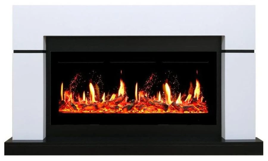 Линейный электрокамин Royal Flame Lindos белый c очагом 5D V-ART 40
