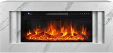 Линейный электрокамин Royal Flame Line 42 SFT White Marble с очагом Vision 42 LOG LED